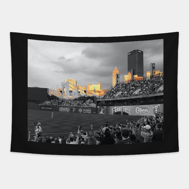 Black and Gold City Tapestry by Imagery