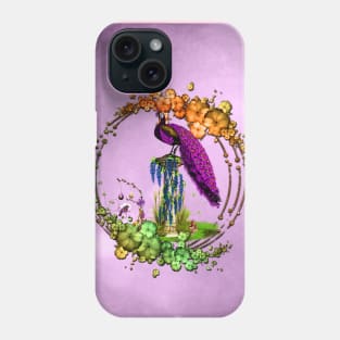 Wonderful peacock with flowers Phone Case