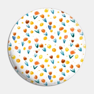 Watercolor tulips pattern - yellow and blue Pin