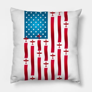 Patriotic Vintage Aviation Shirt - Fun Airplane Patriotic Design Pillow