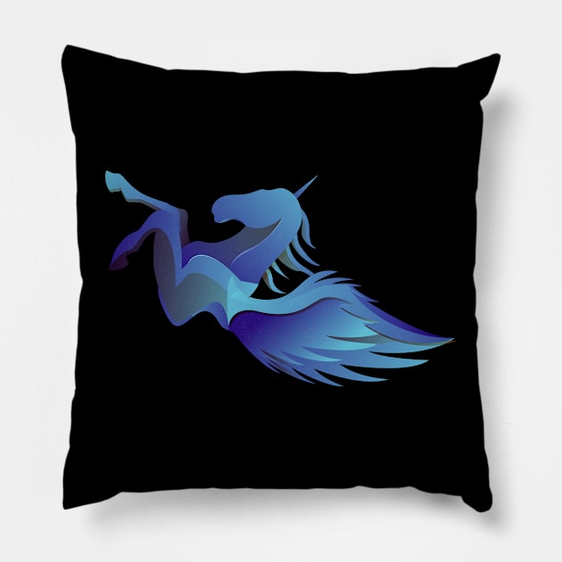 Blue Fire Horse Pillow by Hahadza