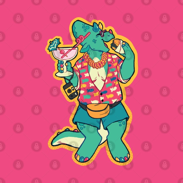 Tropical Vacation Triceratops by mosshund