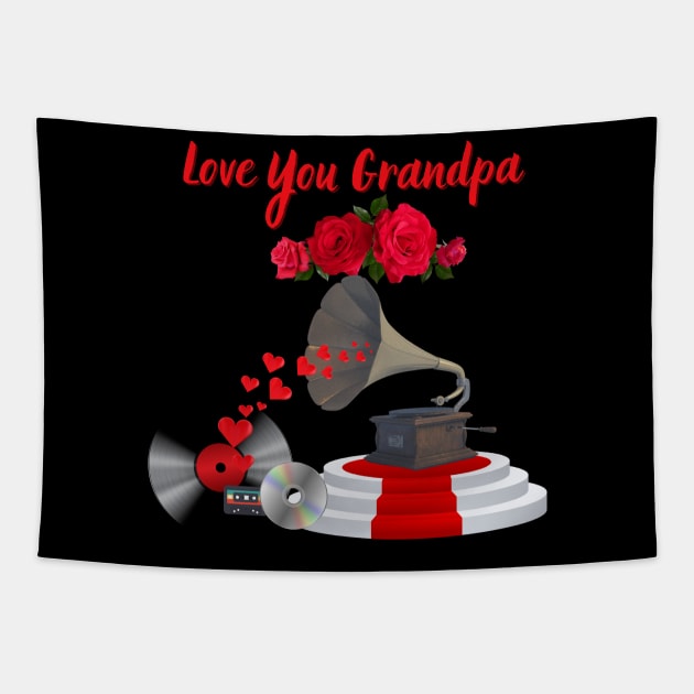 Love You Grandpa Tapestry by All on Black by Miron