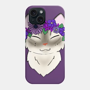 Purple Flower Crown Kitty Phone Case