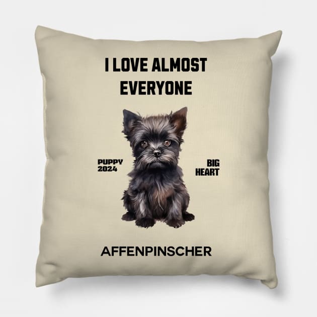 Affenpinscher i love almost everyone Pillow by DavidBriotArt