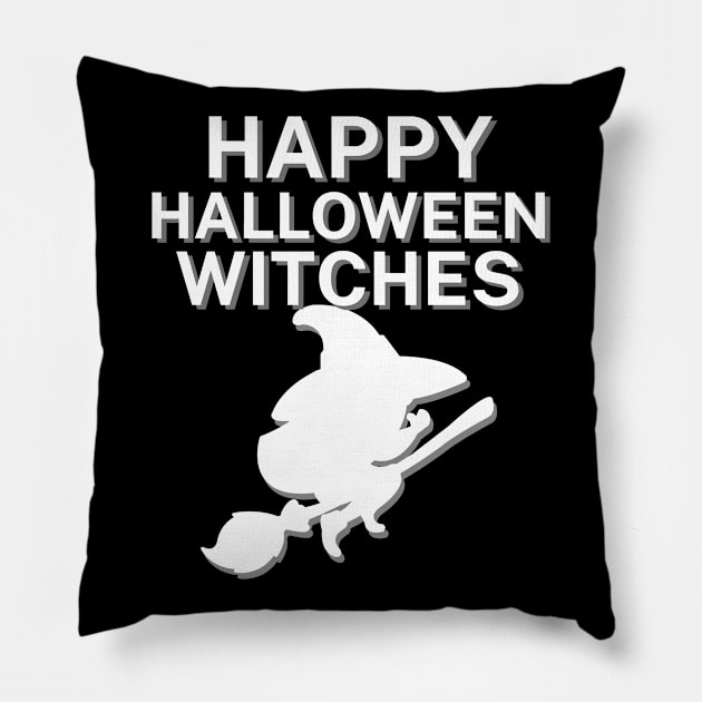 Happy halloween witches Pillow by maxcode