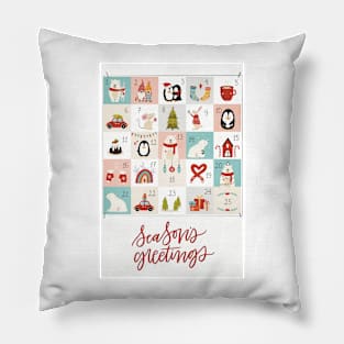 Christmas greeting with the calendar of the 25 days to Christmas in December Pillow