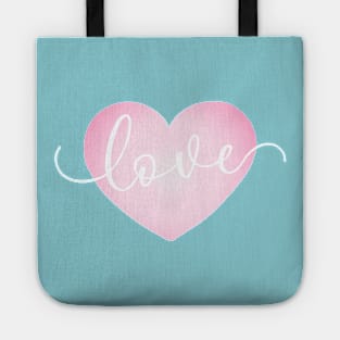 Simple Love Pink Heart Valentine's Day Calligraphy Tote