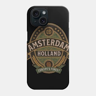 Amsterdam vintage holland retro label beer distressed Phone Case