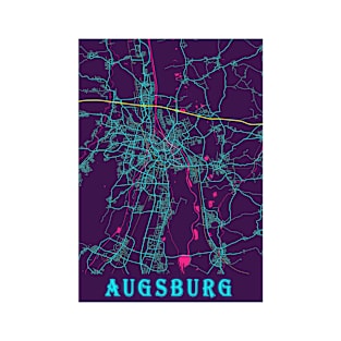 Augsburg Neon City Map, Augsburg Minimalist City Map Art Print T-Shirt