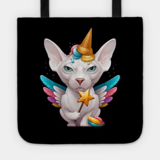 White Sphynx Cat Ice Cream Unicorn Tote