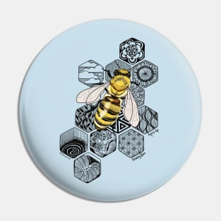 Golden Honey Bee Doodle Pin