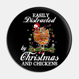 Christmas And Chickens Pin