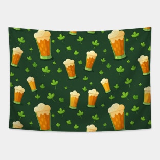 Cheers to St. Paddy's Day: Beer and Shamrock Pattern Tapestry