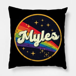 Myles // Rainbow In Space Vintage Grunge-Style Pillow