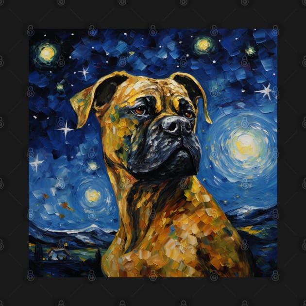 Boxer Dog Painted in Starry Night style by NatashaCuteShop