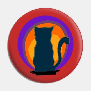 Cat Looking At Sunset Pin