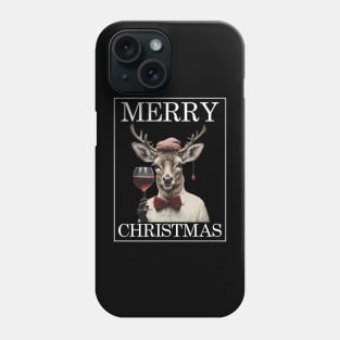 Christmas Deer with Wine Glass Funny Christmas Phone Case