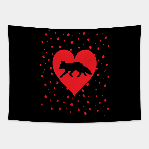 Fox Valentines Day Gift Tapestry by familycuteycom
