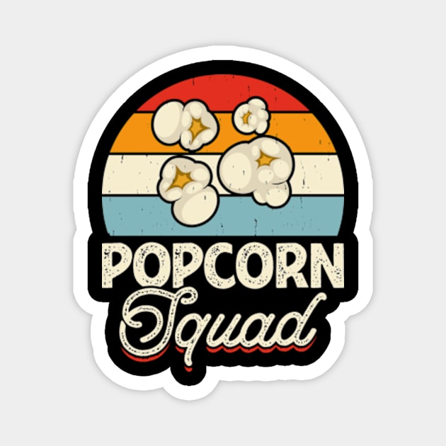 Popcorn Squad, Funny Movie Theater Food Magnet by Shrtitude