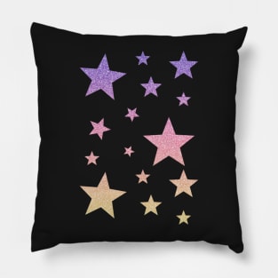 Pink Purple Yellow Ombre Faux Glitter Stars Pillow