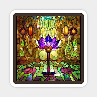 Stained Glass Lotus Flower Magnet