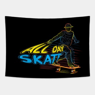 Skateboard Art Design quotes skate board time Tapestry