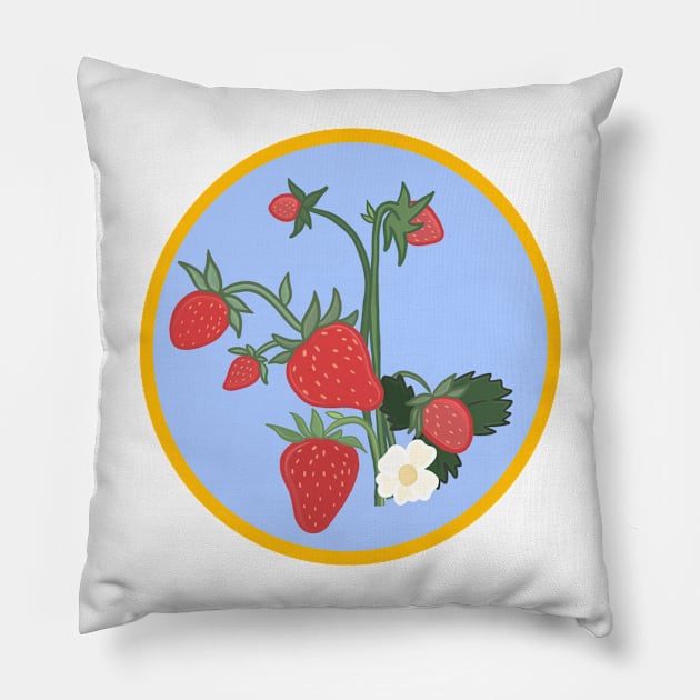 Cute Strawberry Sticker Pillow by csikarskie