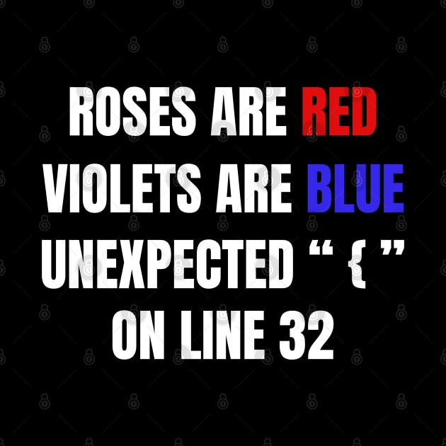 Roses Are Red Violets Are Blue Unexpected { On Line 32. by Abdoss