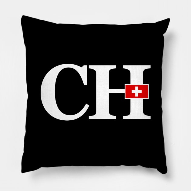 Switzerland Flag and Country Initials Pillow by cidolopez