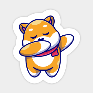 Cute baby shiba inu dog dabbing cartoon Magnet