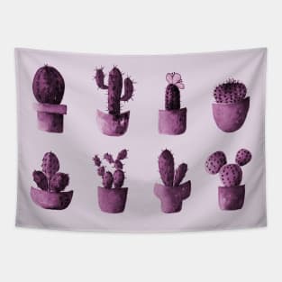 One cactus six cacti in pink Tapestry