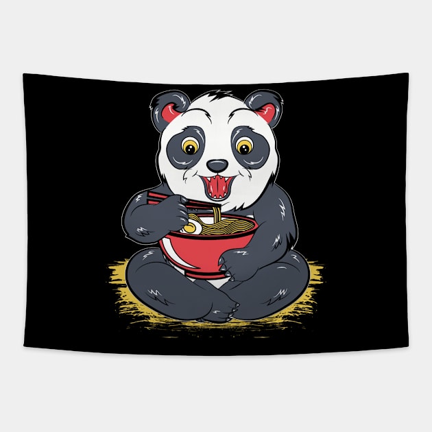 Panda eating Ramen Tapestry by Shirtbubble