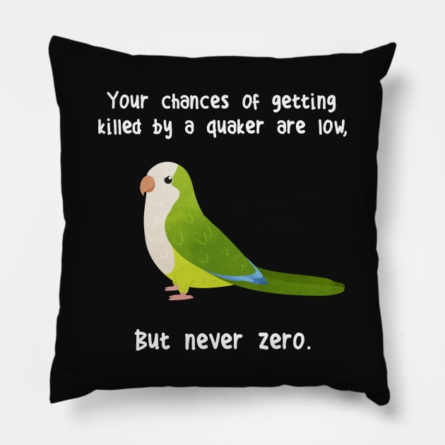 Never Zero Quaker Parrot Pillow by Psitta