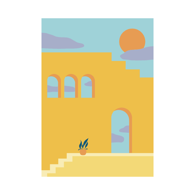 Bold Mediterranean Colour Block Print by JustGottaDraw