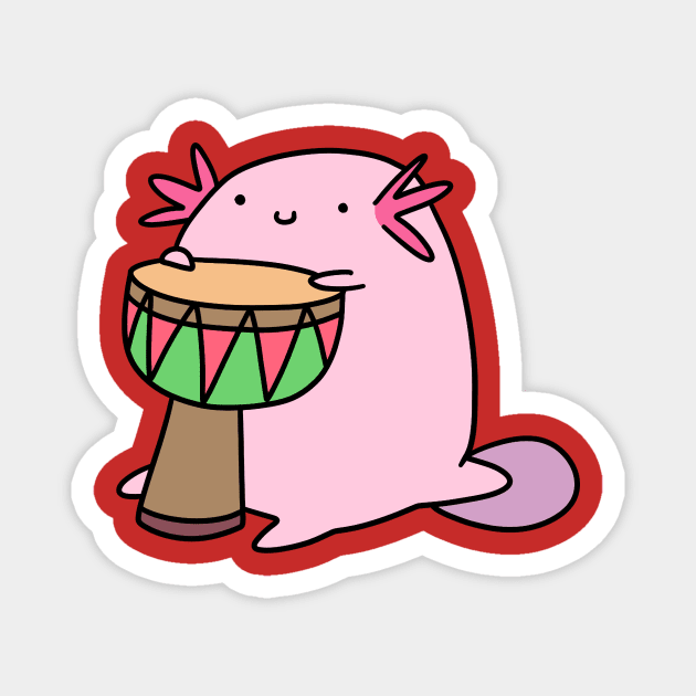 Axolotl Playing the Djembe Magnet by saradaboru