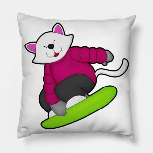 Cat as Snowboarder with Snowboard Pillow