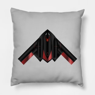 USAF B2 Spirit  Stealth Bomber - Black Red Pillow