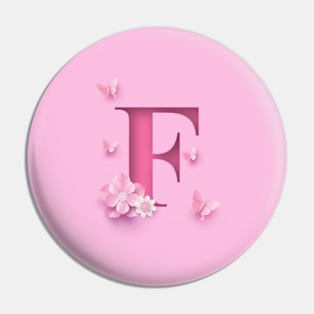 F Letter Personalized, Pink Minimal Cute Design, Birthday Gift, Christmas Gift, Pin by PRINTPOSE