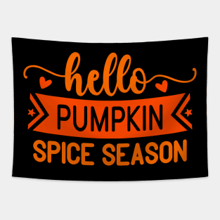 Hello Pumkin Spice Season Vintage Funny Pumpkin Fall Thanksgiving Tapestry