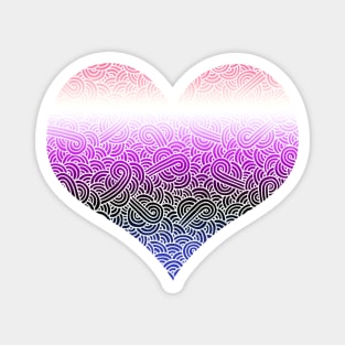 Ombré genderfluid colours and white swirls doodles heart Magnet