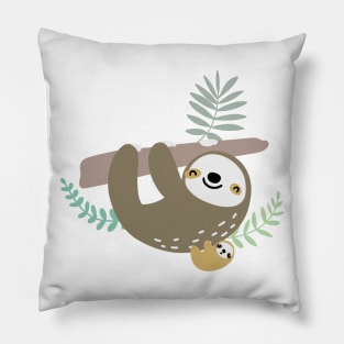 Cute sloths in the jungle. Kids' things. Pillow