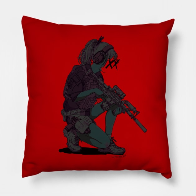 Gun girl Pillow by wah.ah.ah