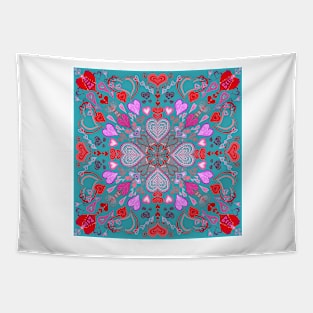 Valentines on Light Teal Tapestry