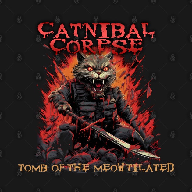 Catnibal Corpse - Tomb of the Meowtilated by Riot! Sticker Co.