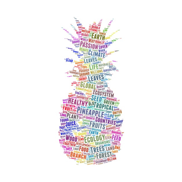 Pineapple Fruit Silhouette Shape Text Word Cloud by Cubebox