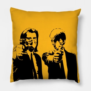 Covid Pulp fiction. Funny Vincent and Jules with gun Pillow