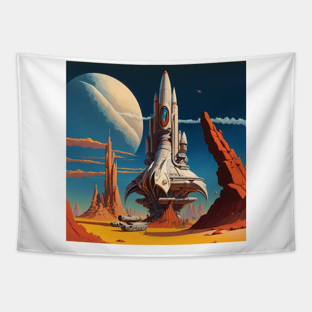 Alien Spaceship Tapestry by denjay5