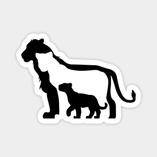 Black and White Lions Magnet