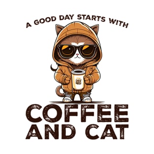 A Good Day Starts With Coffee and Cat Cat Lovers Coffee Lovers Gift Idea T-Shirt